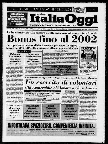 Italia oggi : quotidiano di economia finanza e politica